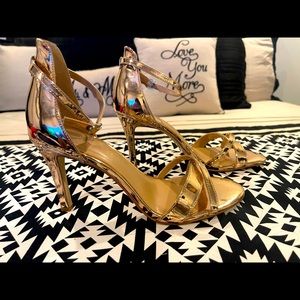 Karri Blue rose gold strappy heels